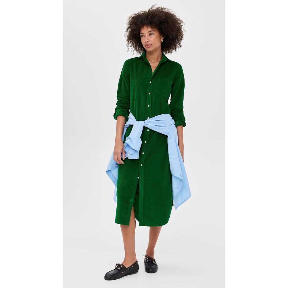 Frank & Eileen Rory Corduroy Midi Shirt Dress Green Size Medium - Picture 12 of 13